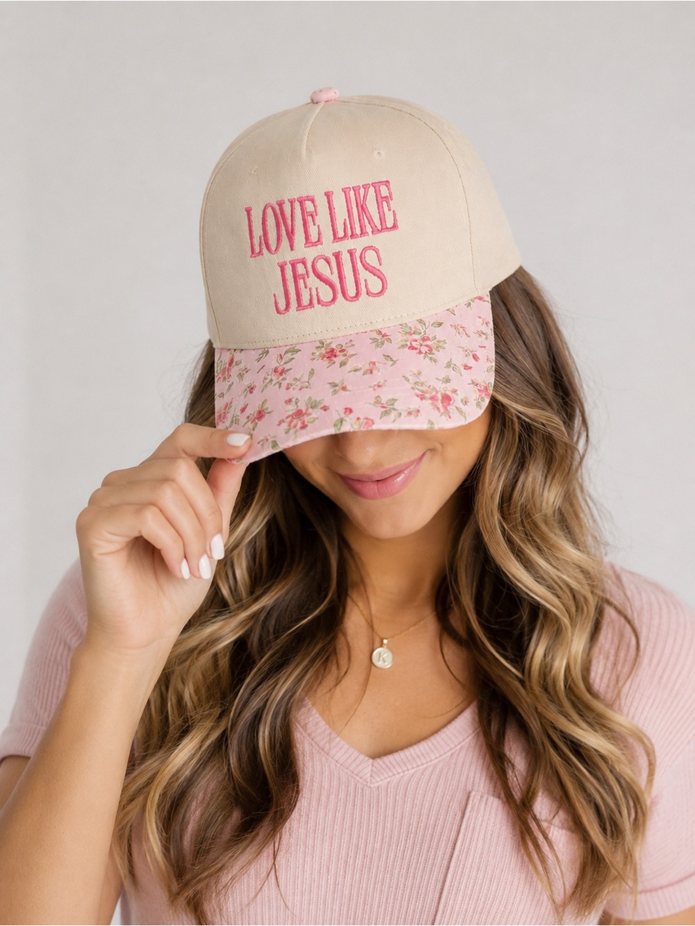 Zenana Love Like Jesus Floral Brim Two Tone Trucker Hat Boutique NWT